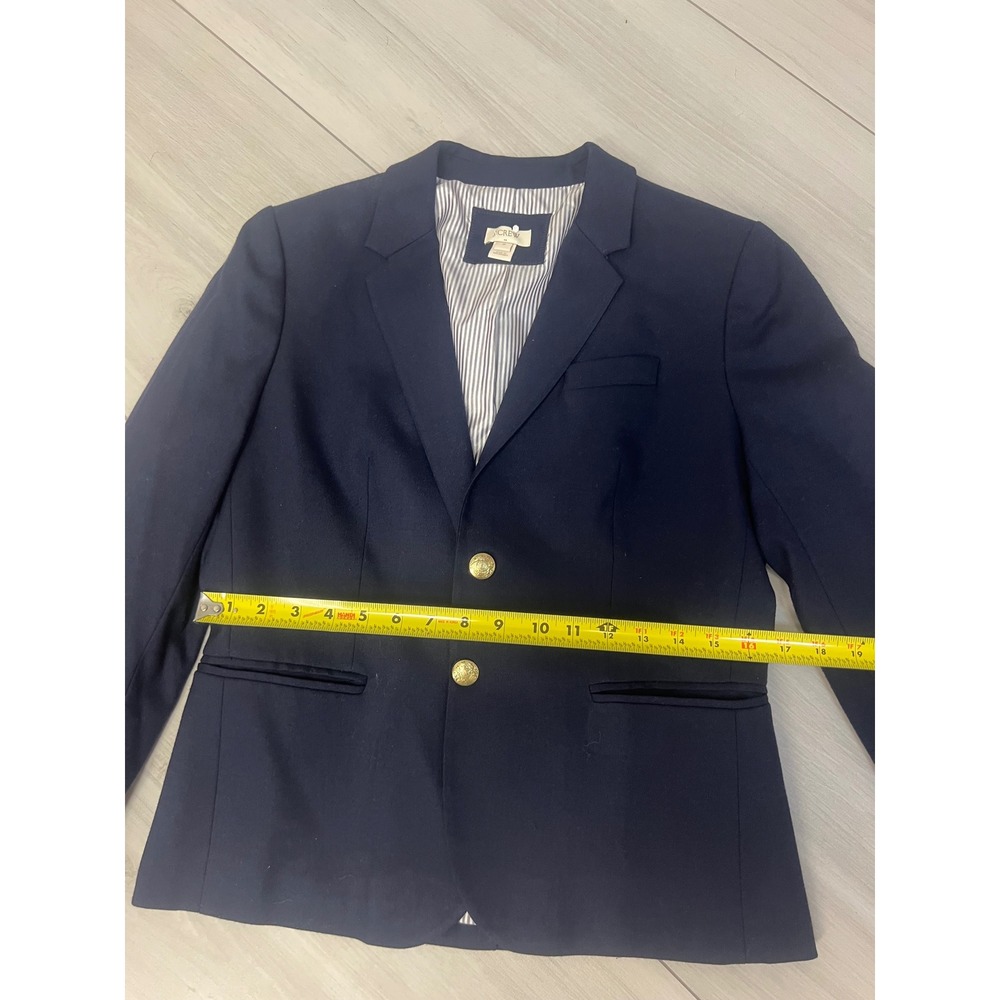 J.Crew Schoolboy Blazer Navy Blue Gold Buttons Sz 10 Wool Preppy Classic Career - Picture 6 of 8
